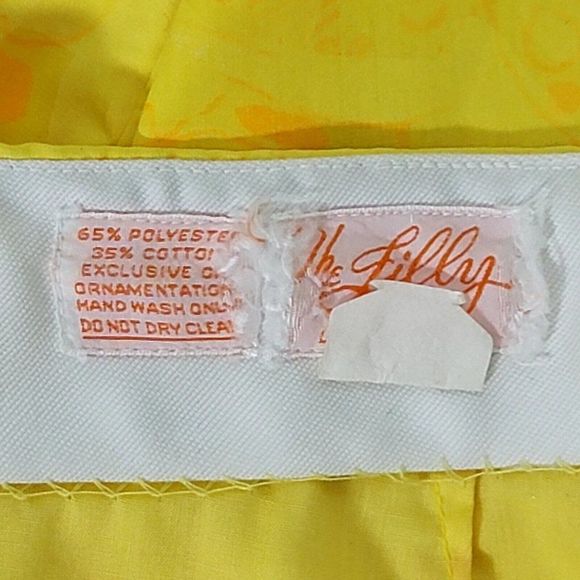 Vintage 60s Lilly Pulitzer Womens 28" Yellow Orange Neon Swirl Bermuda Shorts - Picture 8 of 9